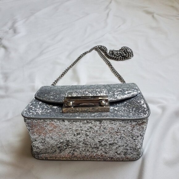Furla Metropolis Mini Crossbody Bag Silver Glitter - Picture 5 of 11